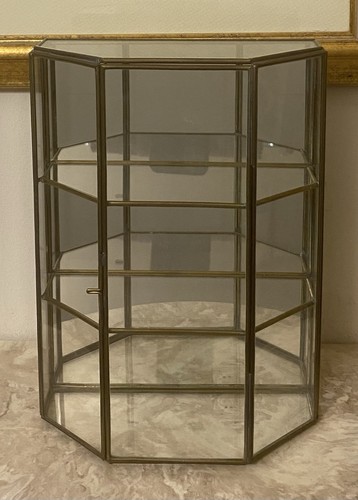 Brass glass mirrored cabinet - glass,